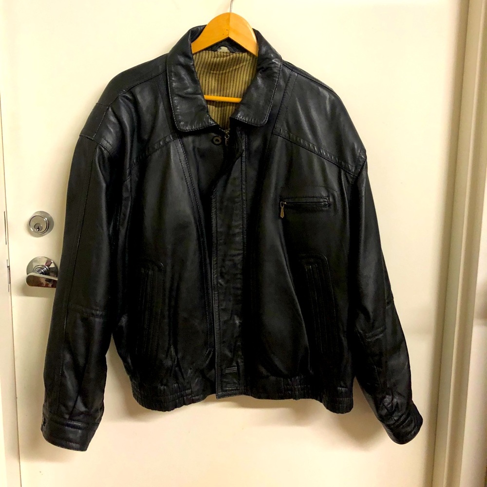 Men’s Premium Leather Jacket Black XL